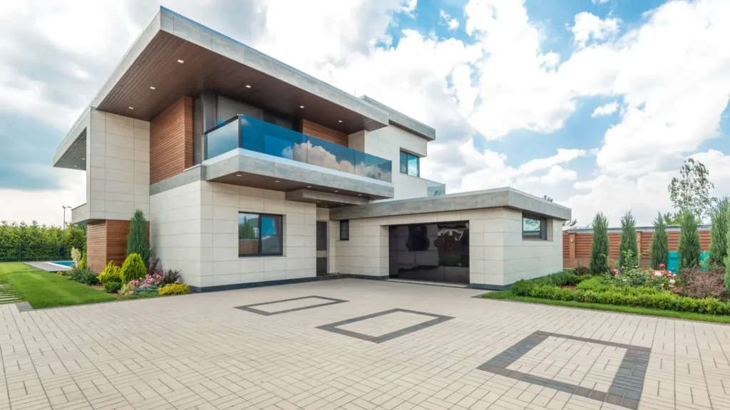 Terrace House with tiled driveway
